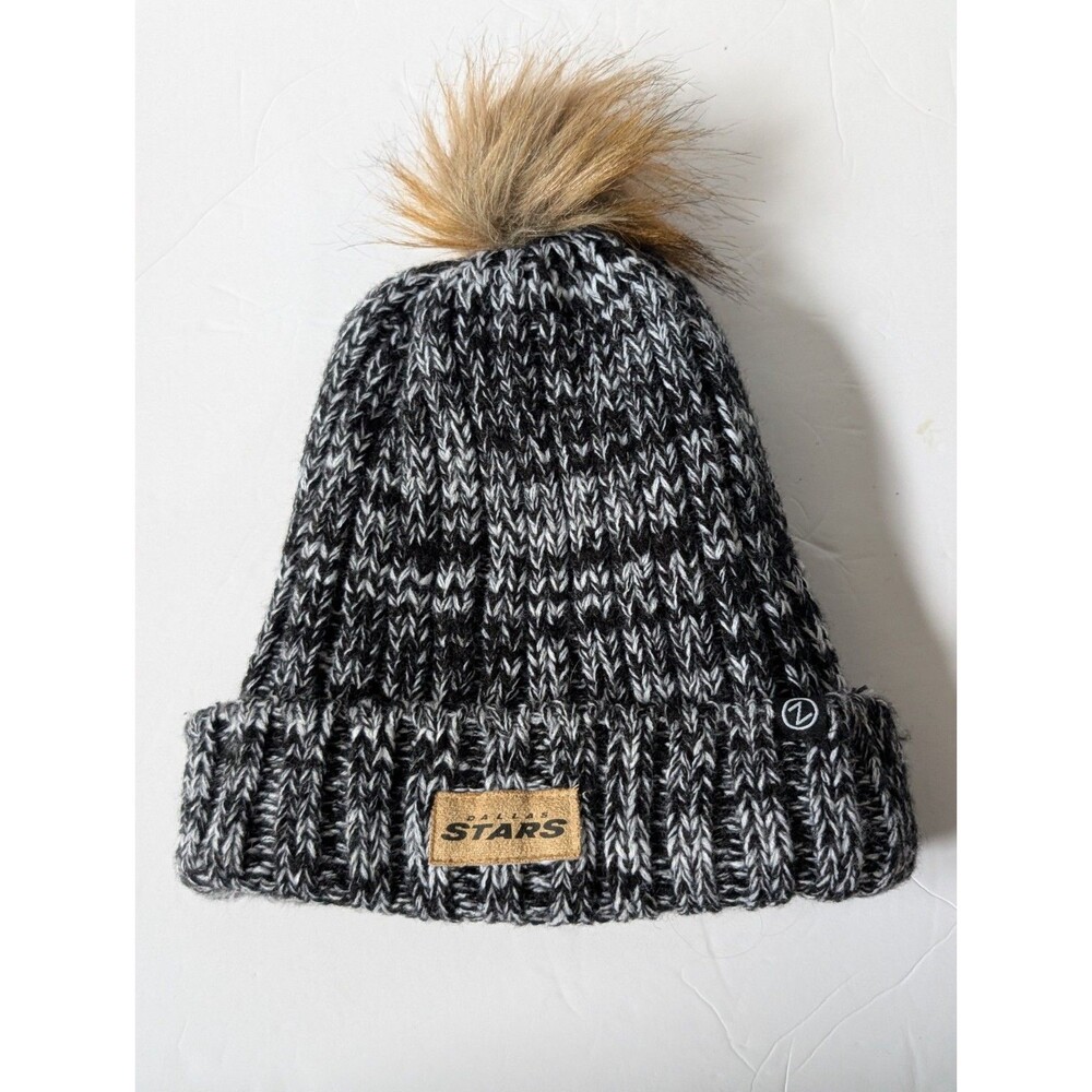 Zephyr Dallas Stars Pom Beanie Hat Unisex OSFA Black White Knit Acrylic Hockey